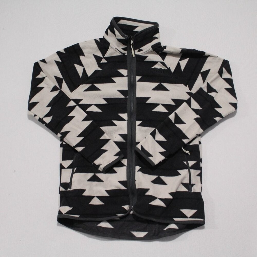 The North Face Full Zip Sweater Womens Small White Geometric Sherpa Excellent